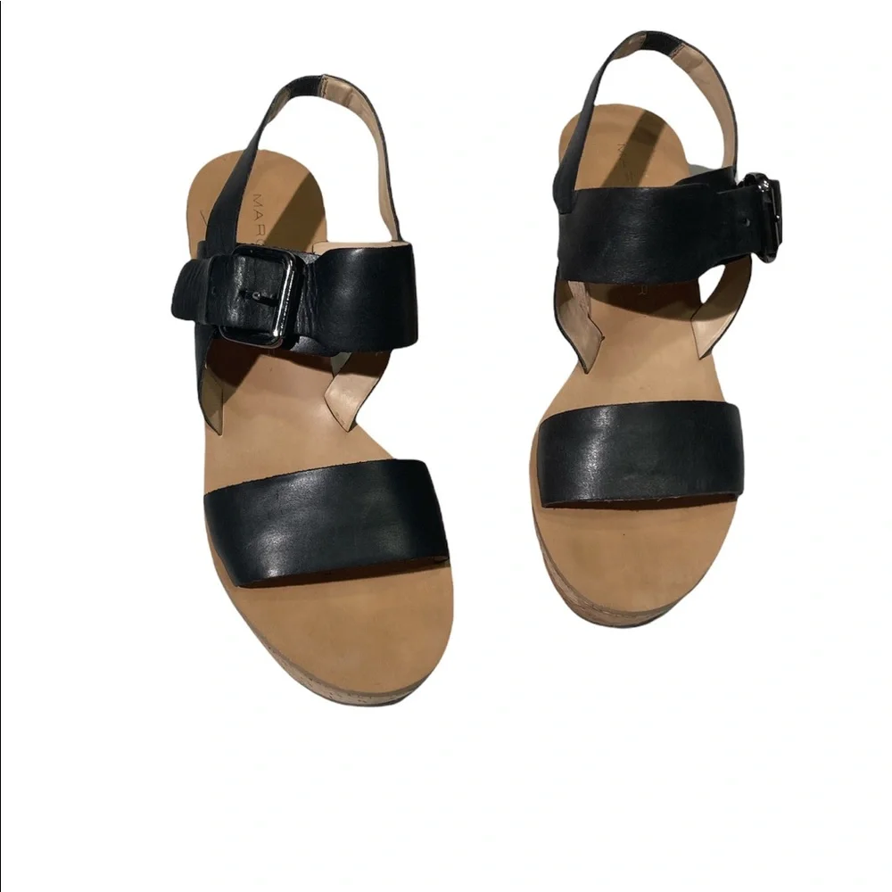 Marc Fisher Foralie Leather Black Wedge Size 9